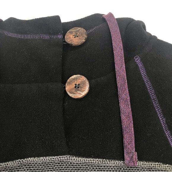 Prana Black Gray Colorblock  Drawstring Hood Cozy Long sleeve Tunic Fleece - Picture 11 of 15